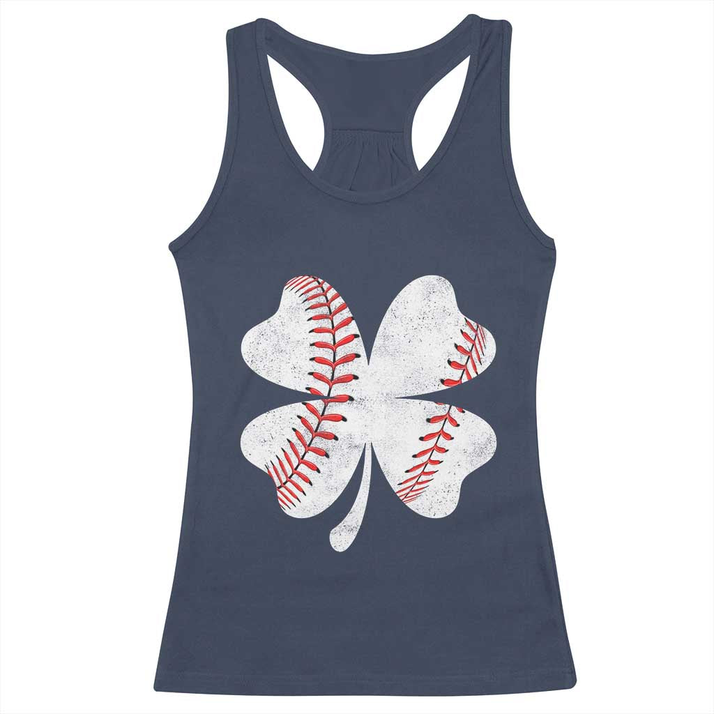 Funny Baseball St Patricks Day Vintage Clover Racerback Tank Top