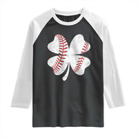Funny Baseball St Patricks Day Vintage Clover Raglan Shirt