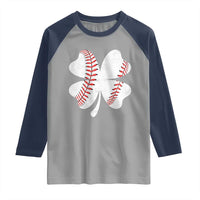 Funny Baseball St Patricks Day Vintage Clover Raglan Shirt