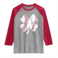 Funny Baseball St Patricks Day Vintage Clover Raglan Shirt