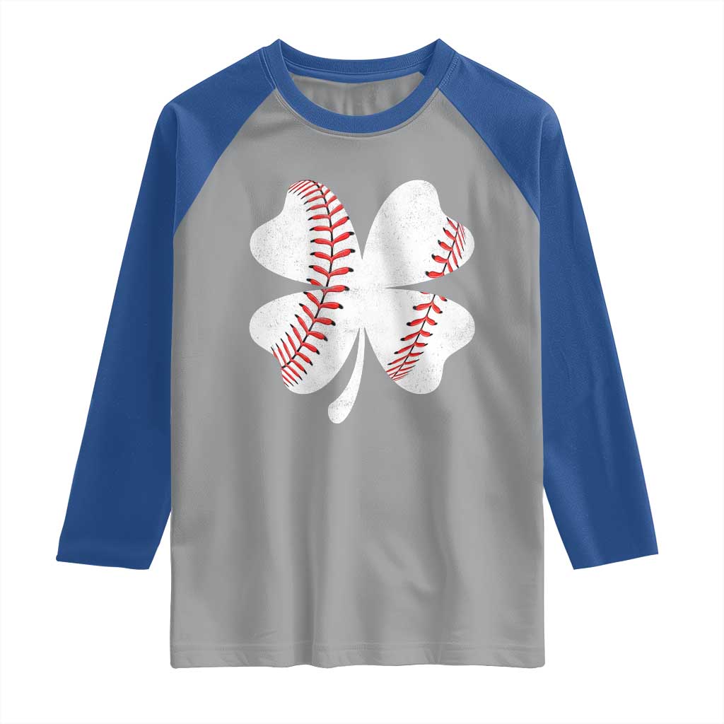 Funny Baseball St Patricks Day Vintage Clover Raglan Shirt
