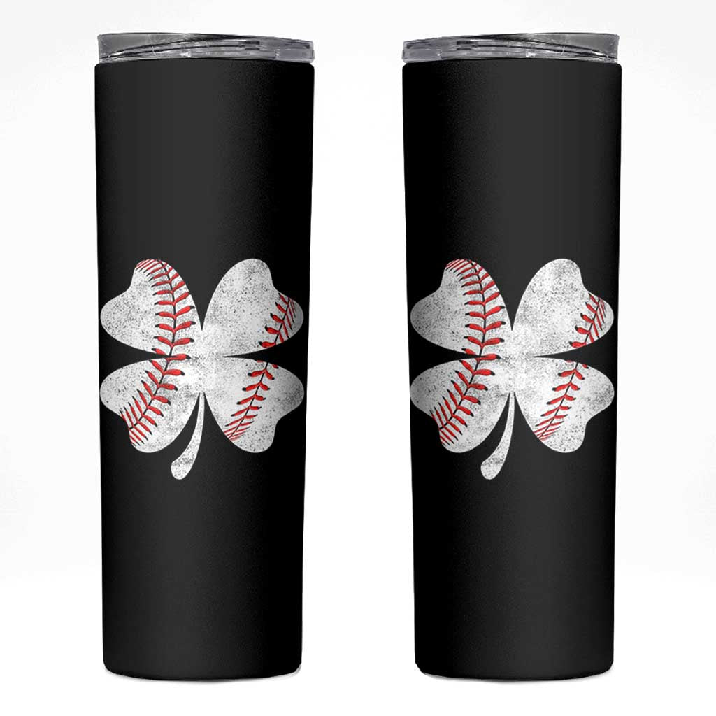 Funny Baseball St Patricks Day Vintage Clover Skinny Tumbler