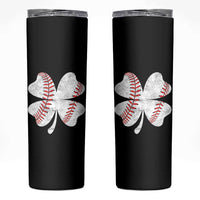 Funny Baseball St Patricks Day Vintage Clover Skinny Tumbler