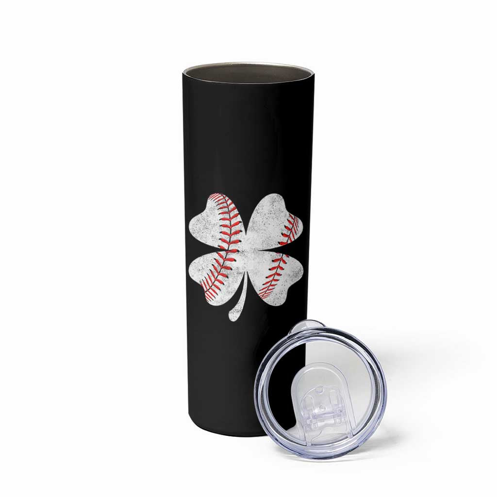 Funny Baseball St Patricks Day Vintage Clover Skinny Tumbler