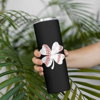 Funny Baseball St Patricks Day Vintage Clover Skinny Tumbler