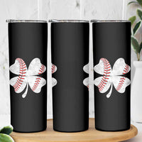 Funny Baseball St Patricks Day Vintage Clover Skinny Tumbler