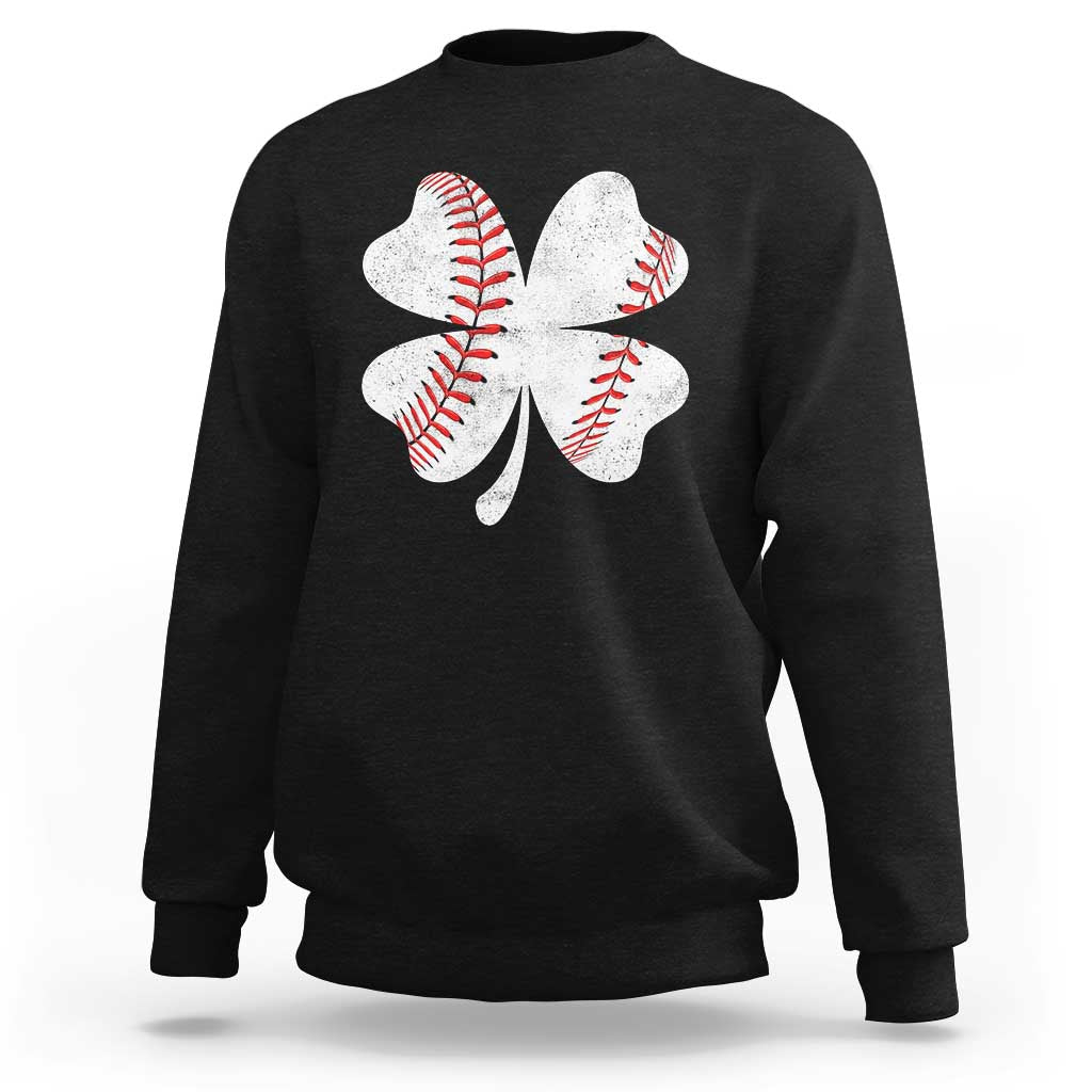Funny Baseball St Patricks Day Vintage Clover Sweatshirt