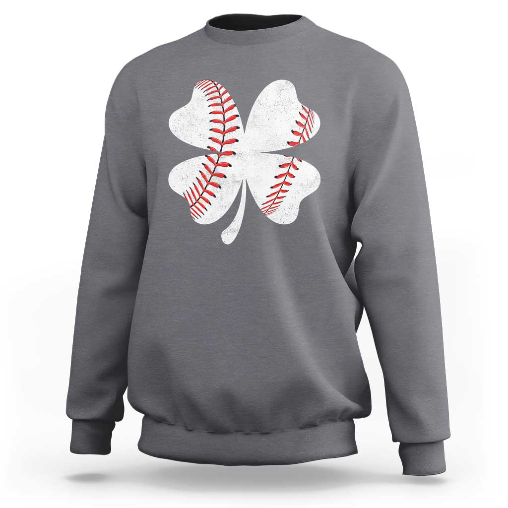 Funny Baseball St Patricks Day Vintage Clover Sweatshirt