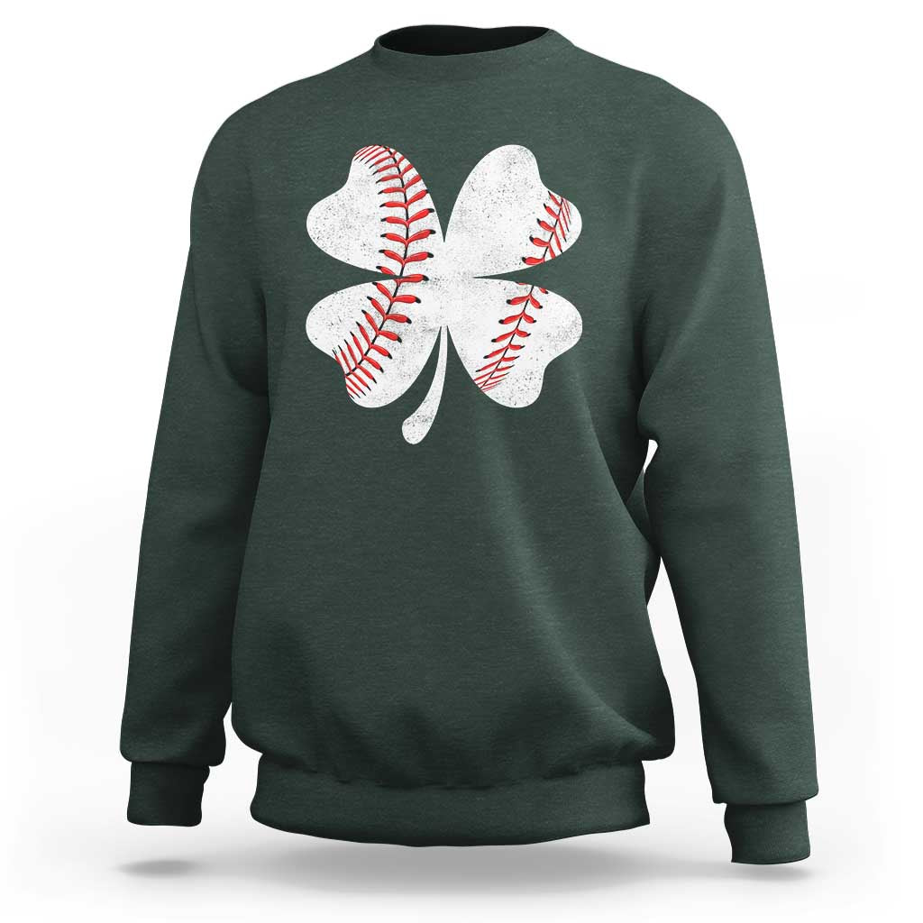 Funny Baseball St Patricks Day Vintage Clover Sweatshirt