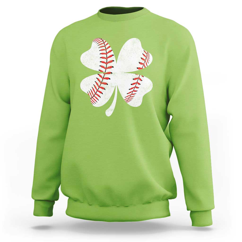 Funny Baseball St Patricks Day Vintage Clover Sweatshirt