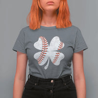 Funny Baseball St Patricks Day Vintage Clover T Shirt For Women