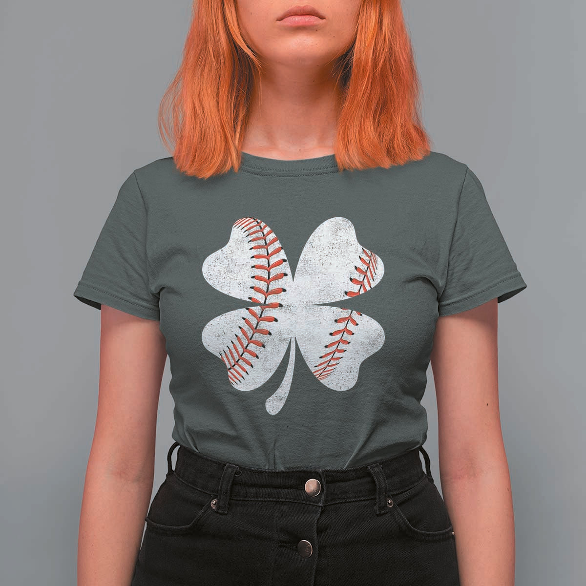 Funny Baseball St Patricks Day Vintage Clover T Shirt For Women