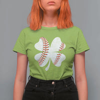 Funny Baseball St Patricks Day Vintage Clover T Shirt For Women