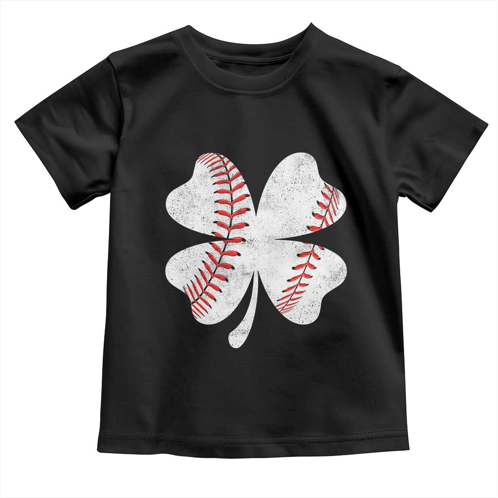 Funny Baseball St Patricks Day Vintage Clover Toddler T Shirt