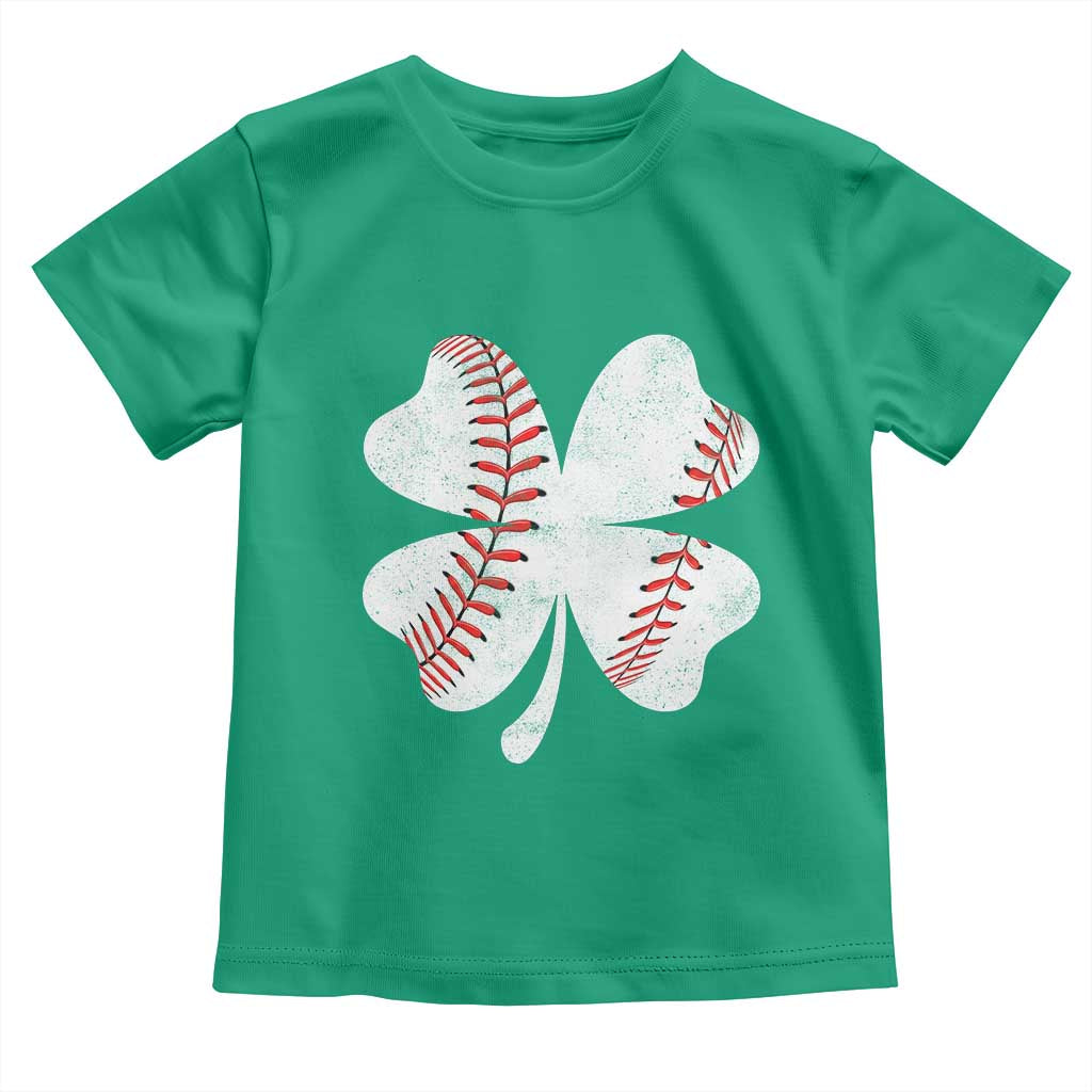 Funny Baseball St Patricks Day Vintage Clover Toddler T Shirt