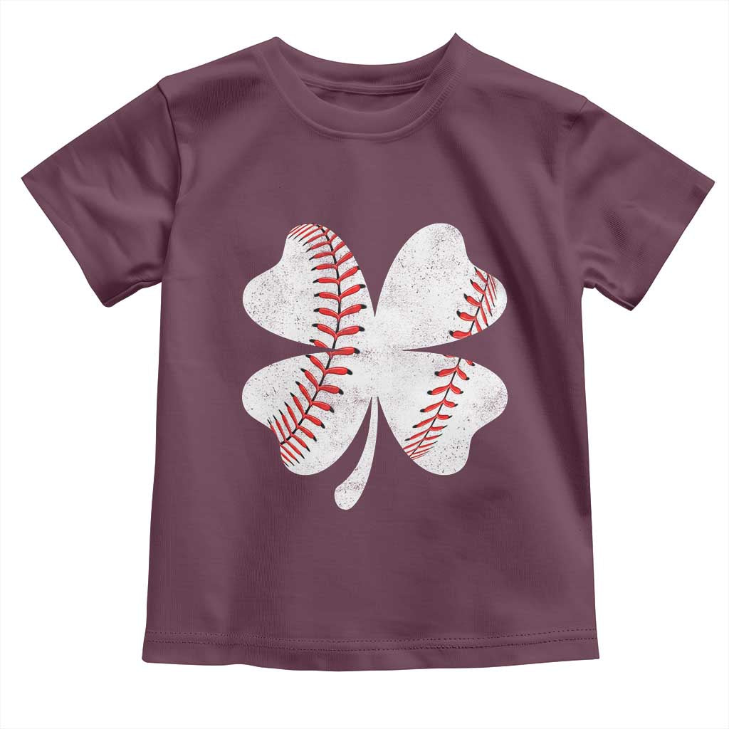 Funny Baseball St Patricks Day Vintage Clover Toddler T Shirt