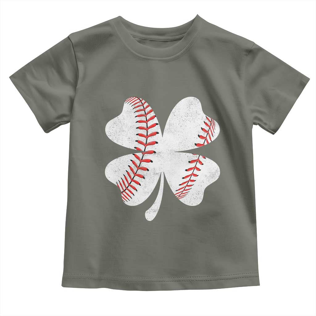 Funny Baseball St Patricks Day Vintage Clover Toddler T Shirt