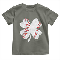 Funny Baseball St Patricks Day Vintage Clover Toddler T Shirt