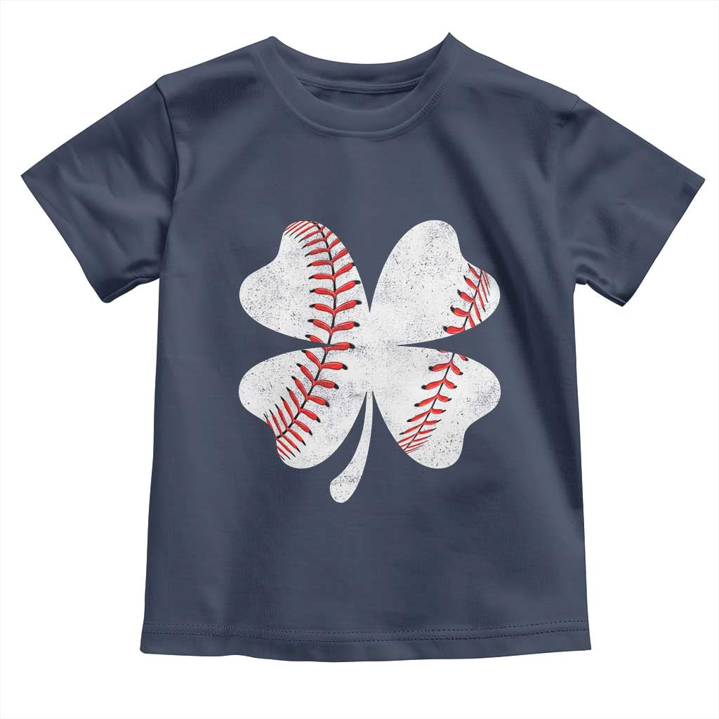 Funny Baseball St Patricks Day Vintage Clover Toddler T Shirt
