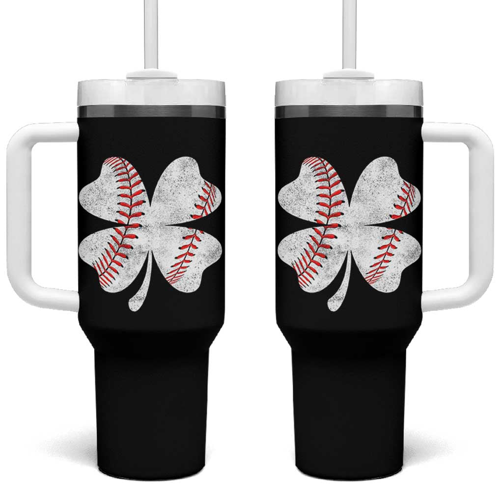 Funny Baseball St Patricks Day Vintage Clover Tumbler With Handle