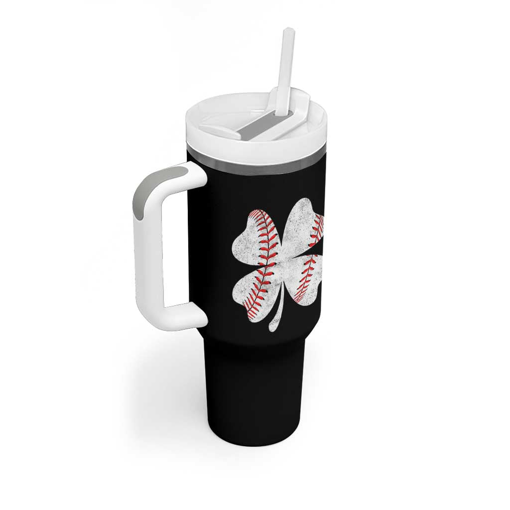 Funny Baseball St Patricks Day Vintage Clover Tumbler With Handle