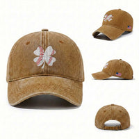 Funny Baseball St Patricks Day Vintage Clover Washed Cotton Baseball Cap