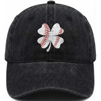 Funny Baseball St Patricks Day Vintage Clover Washed Cotton Baseball Cap