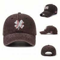 Funny Baseball St Patricks Day Vintage Clover Washed Cotton Baseball Cap