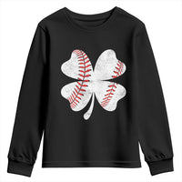 Funny Baseball St Patricks Day Vintage Clover Youth Sweatshirt