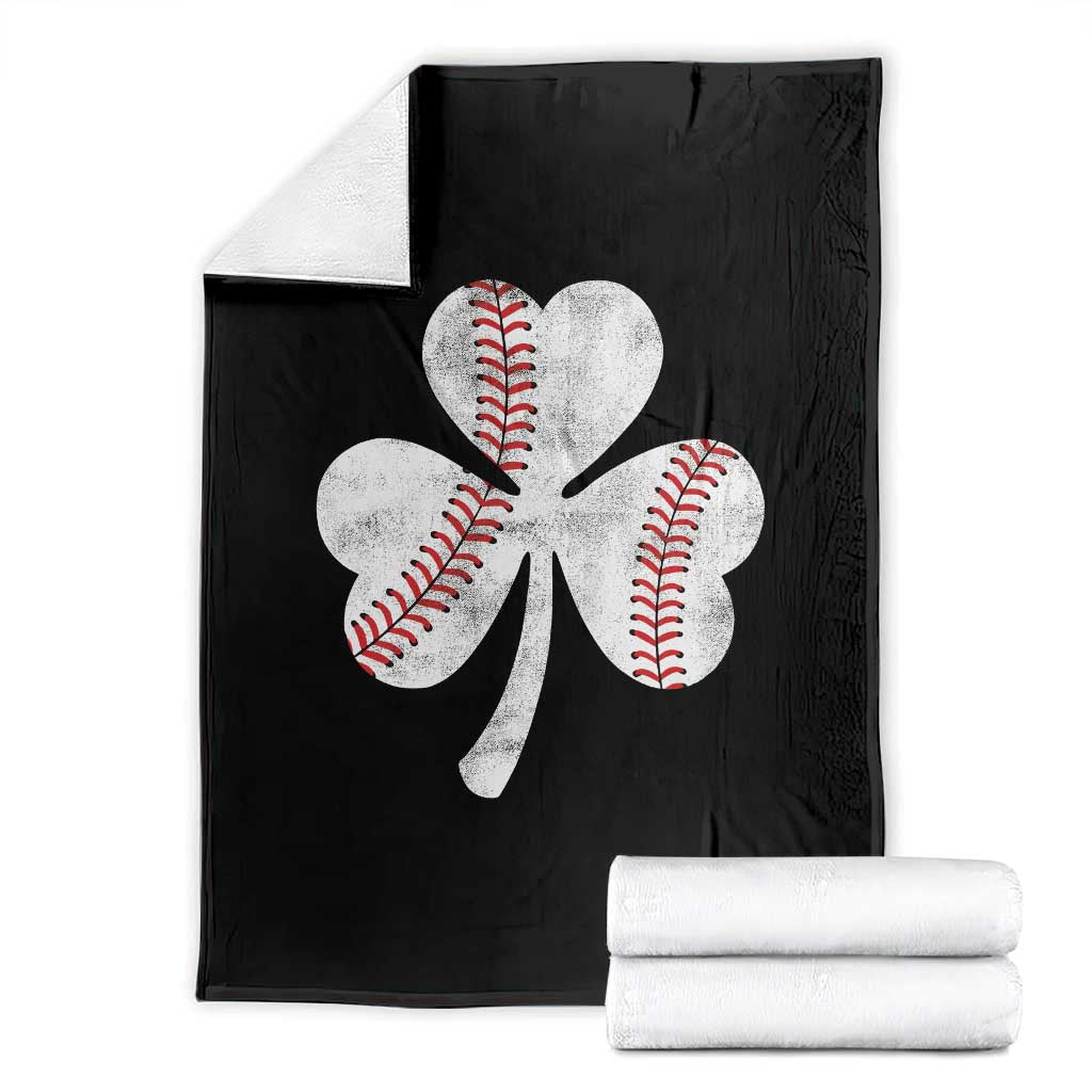 Funny Baseball St Patricks Day Distressed Shamrock Throw Blanket