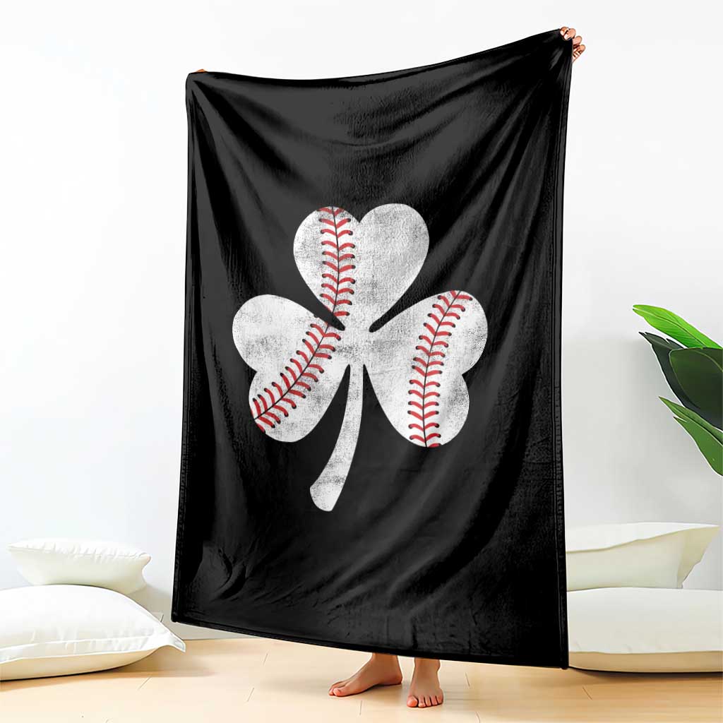 Funny Baseball St Patricks Day Distressed Shamrock Throw Blanket