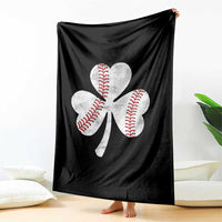 Funny Baseball St Patricks Day Distressed Shamrock Throw Blanket