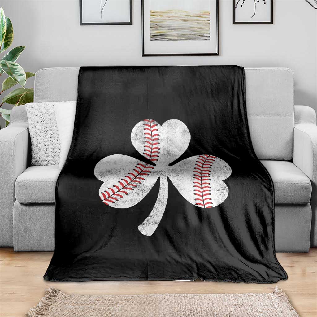 Funny Baseball St Patricks Day Distressed Shamrock Throw Blanket