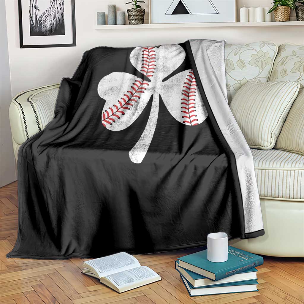 Funny Baseball St Patricks Day Distressed Shamrock Throw Blanket