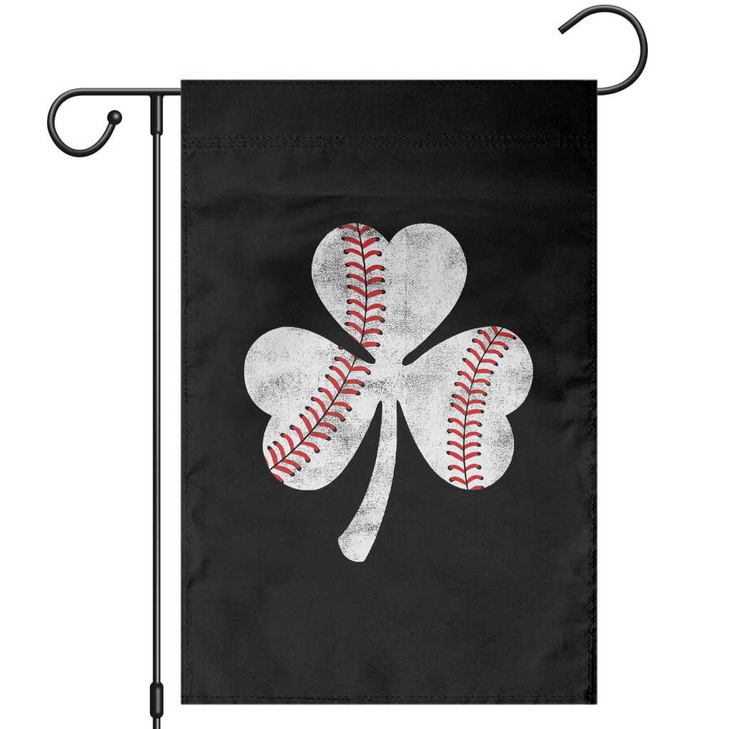 Funny Baseball St Patricks Day Distressed Shamrock Garden Flag