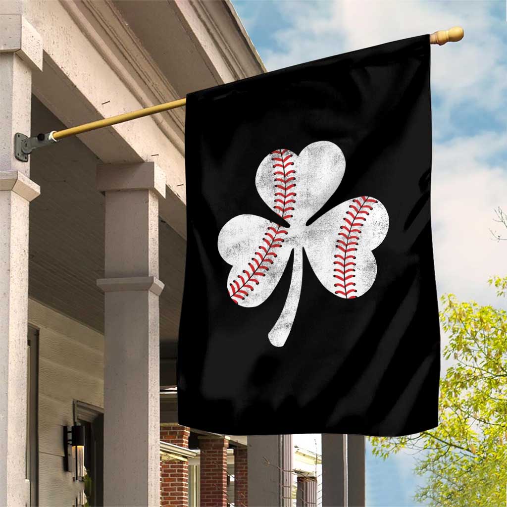 Funny Baseball St Patricks Day Distressed Shamrock Garden Flag
