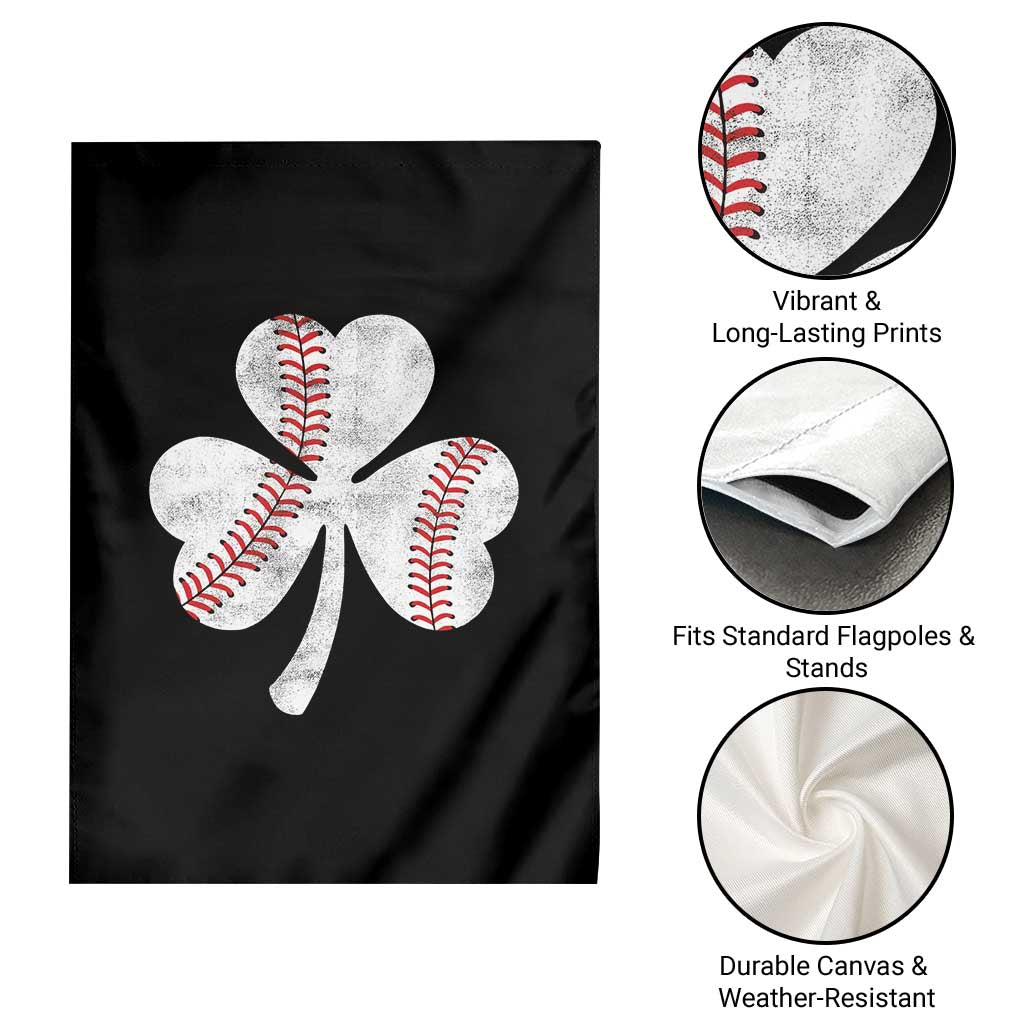 Funny Baseball St Patricks Day Distressed Shamrock Garden Flag