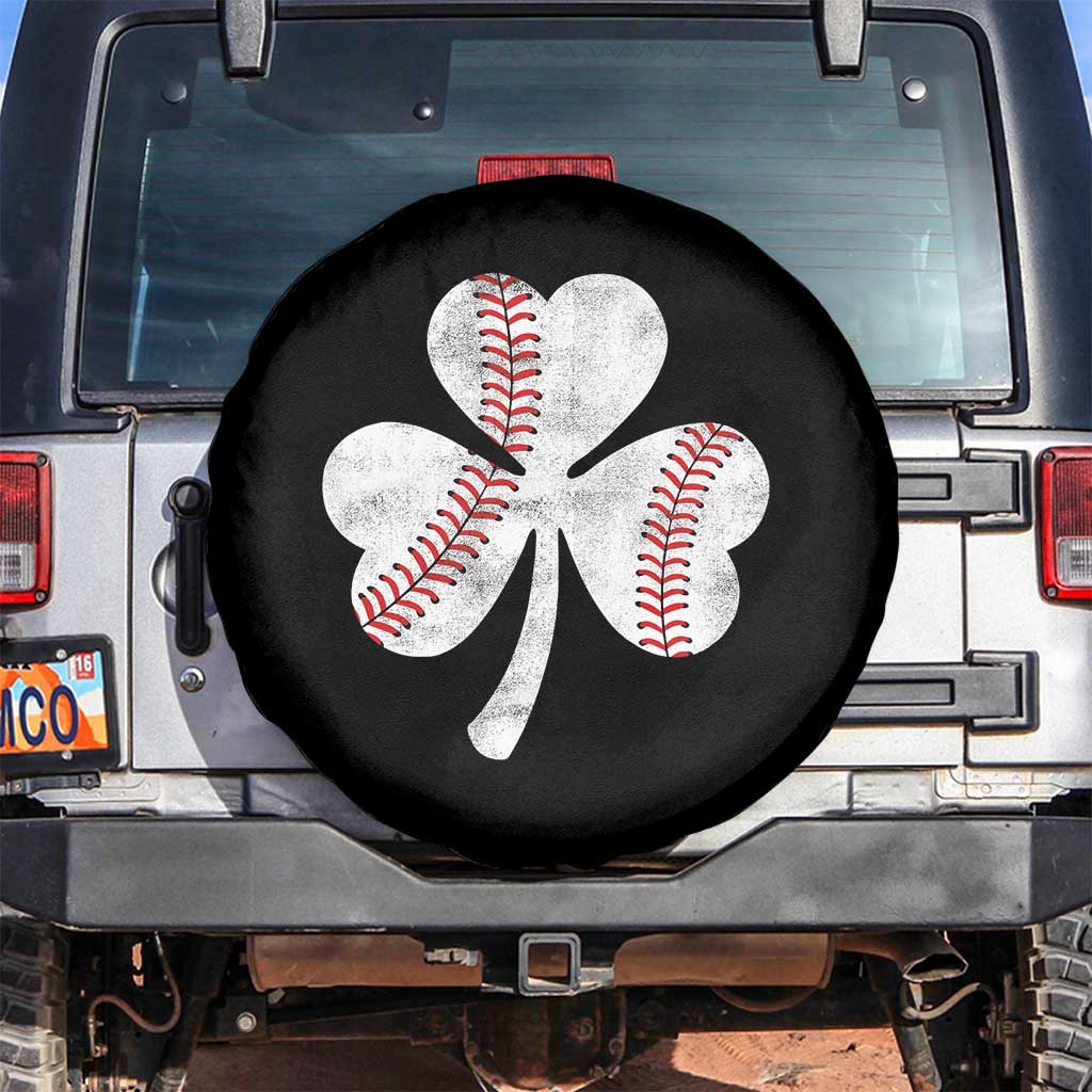 Funny Baseball St Patricks Day Distressed Shamrock Spare Tire Cover