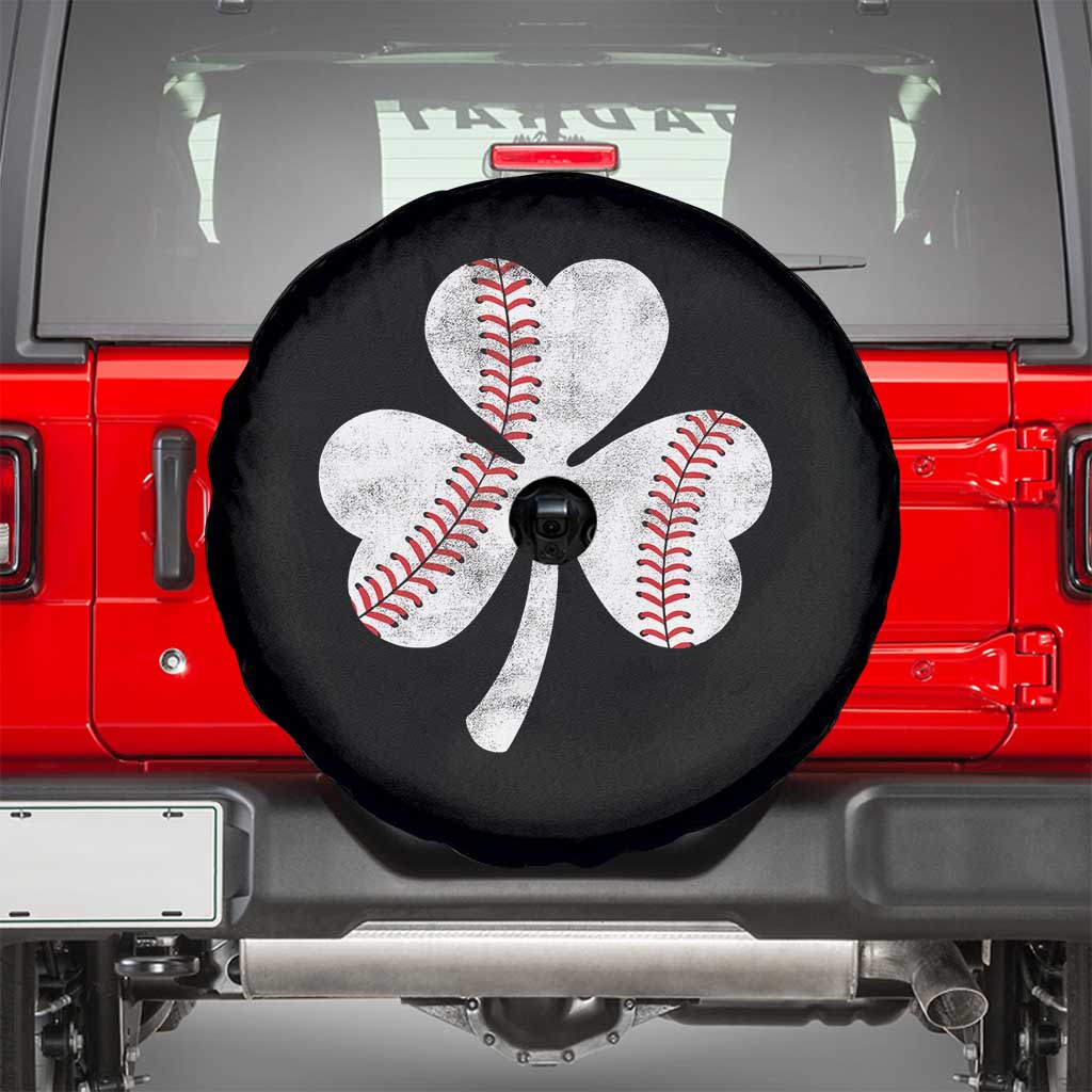 Funny Baseball St Patricks Day Distressed Shamrock Spare Tire Cover