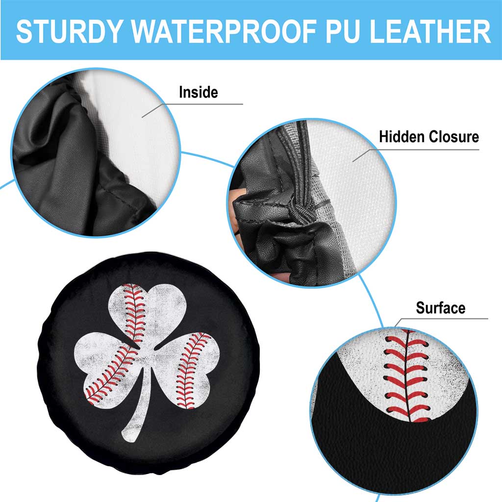 Funny Baseball St Patricks Day Distressed Shamrock Spare Tire Cover