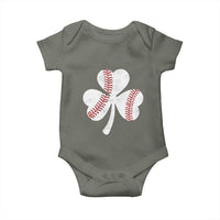 Funny Baseball St Patricks Day Distressed Shamrock Baby Onesie