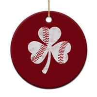 Funny Baseball St Patricks Day Distressed Shamrock Ceramic Ornament