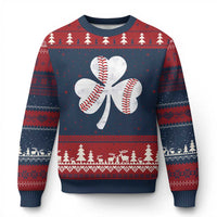Funny Baseball St Patricks Day Distressed Shamrock Ugly Christmas Sweater