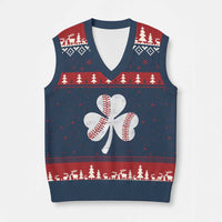Funny Baseball St Patricks Day Distressed Shamrock V-Neck Knit Sweater Vest