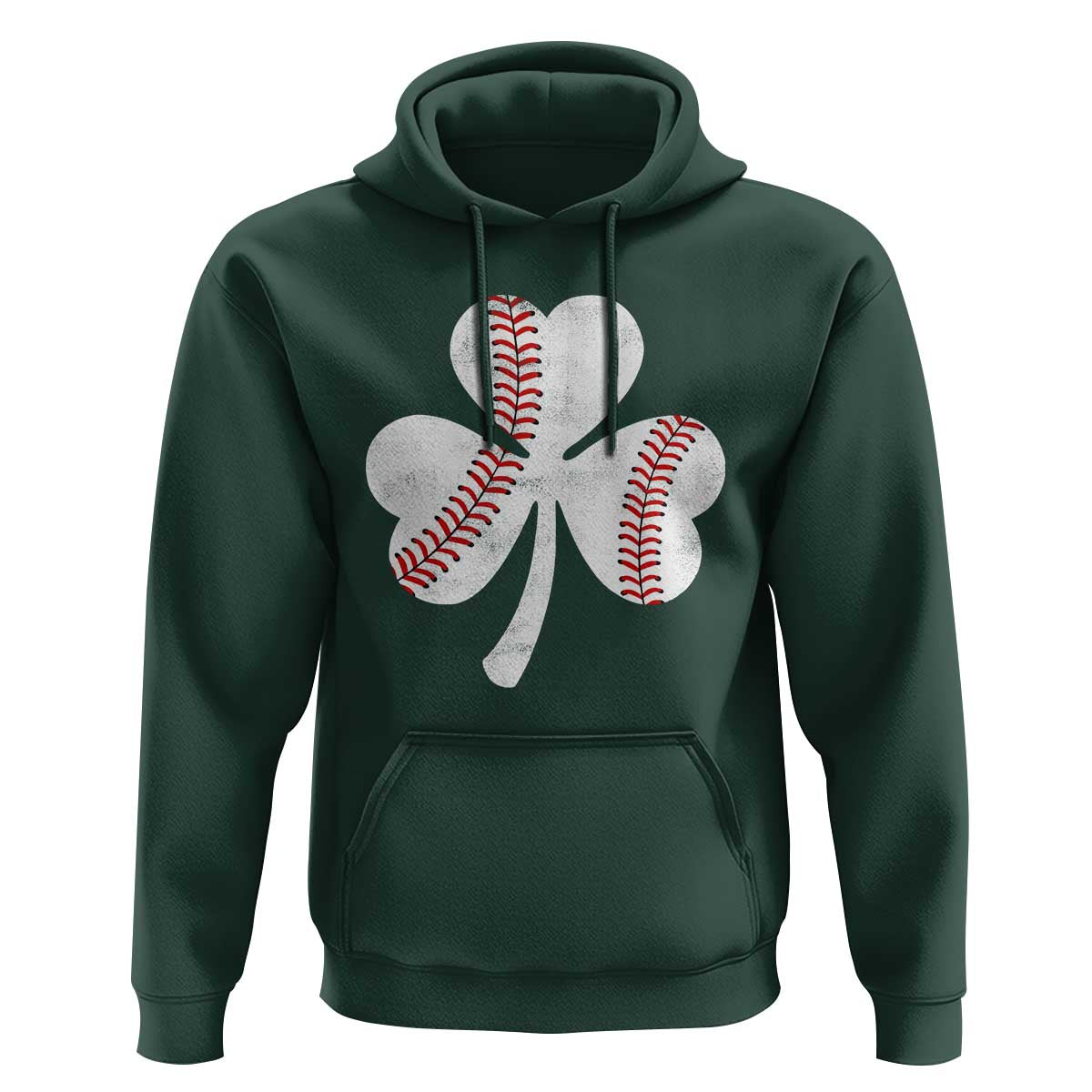 Funny Baseball St Patricks Day Distressed Shamrock Hoodie