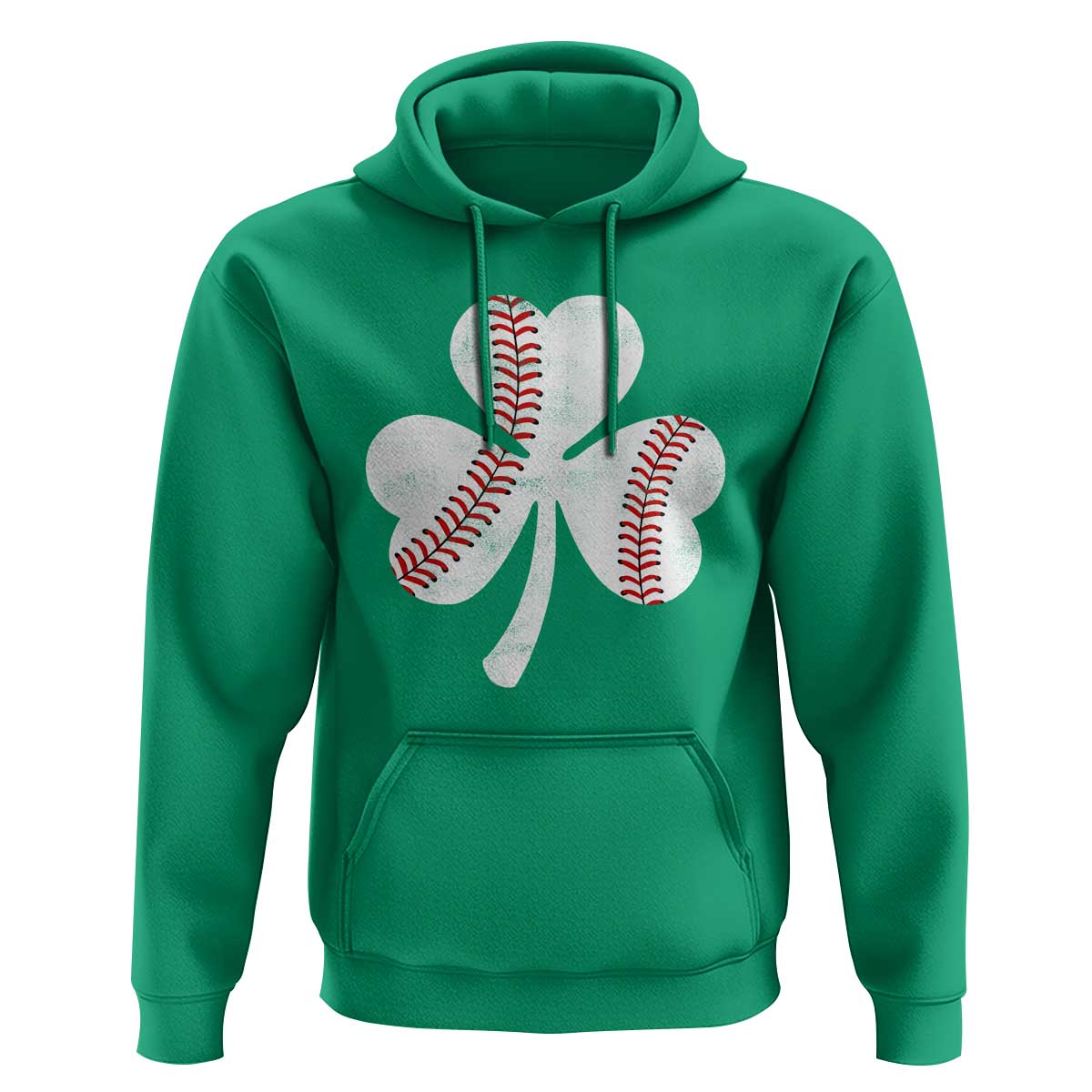 Funny Baseball St Patricks Day Distressed Shamrock Hoodie