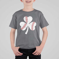 Funny Baseball St Patricks Day Distressed Shamrock T Shirt For Kid