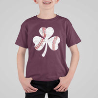 Funny Baseball St Patricks Day Distressed Shamrock T Shirt For Kid