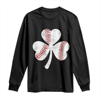 Funny Baseball St Patricks Day Distressed Shamrock Long Sleeve Shirt