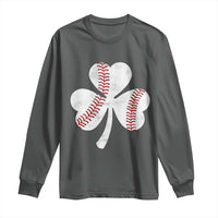 Funny Baseball St Patricks Day Distressed Shamrock Long Sleeve Shirt